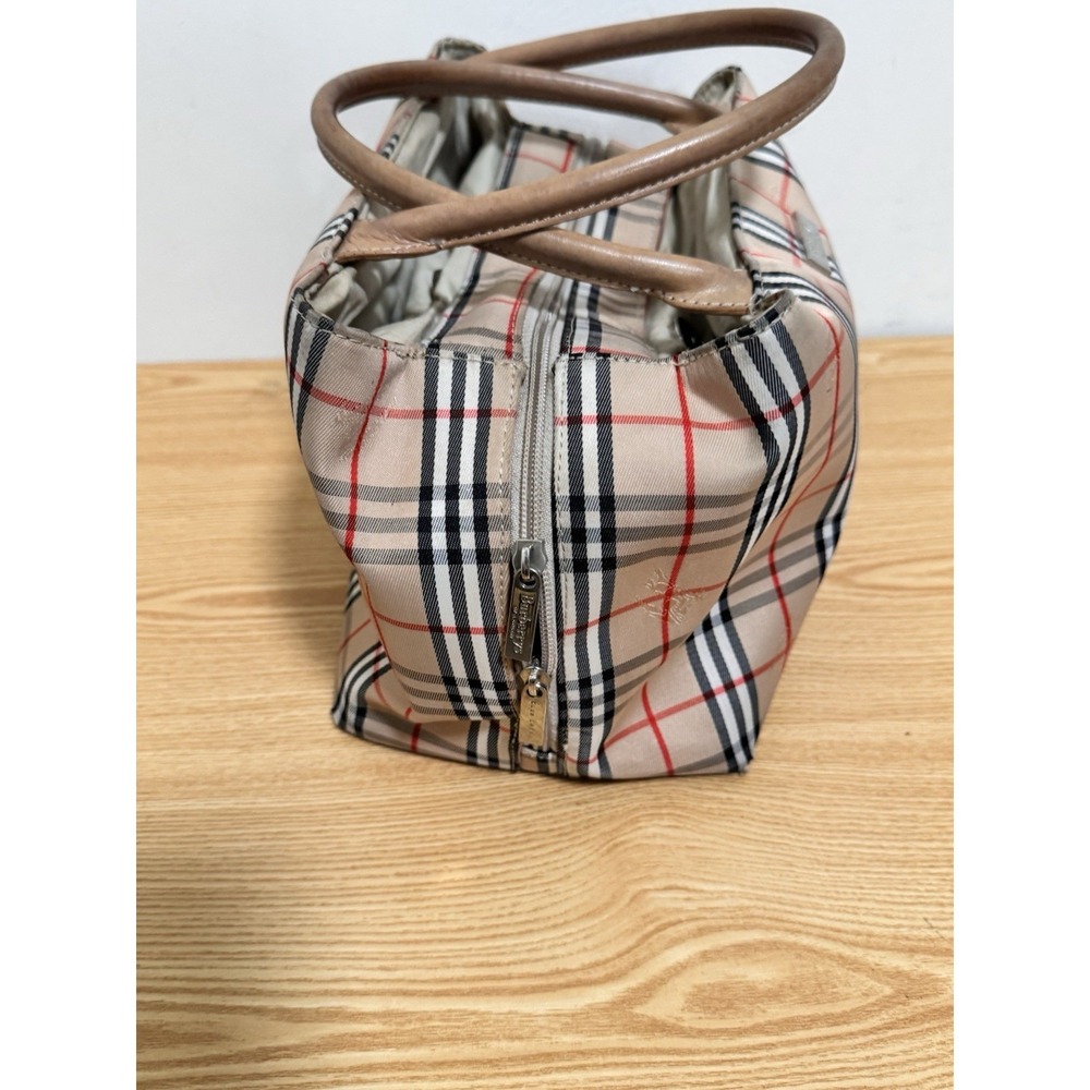 BURBERRYS Of London Nova Check Blue Label Hand Bag Satchel Canvas Beige Silver - Picture 5 of 11